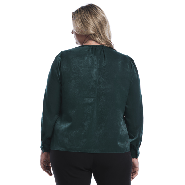 Plus Size Rafaella(R) Long Sleeve Ruffle V-Neck Solid Blouse alternate view