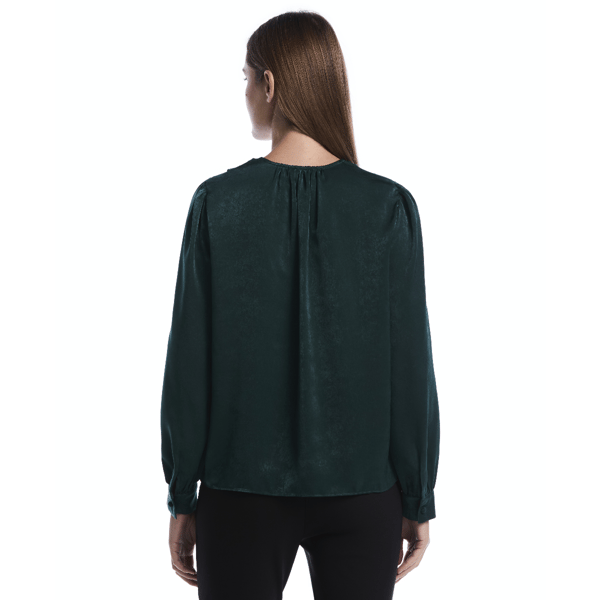 Petite Rafaella(R) Long Sleeve Ruffle V-Neck Solid Blouse alternate view