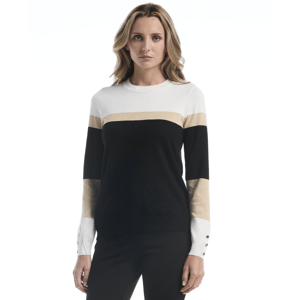 Womens Rafaella(R) Color Block Button Detail Sweater