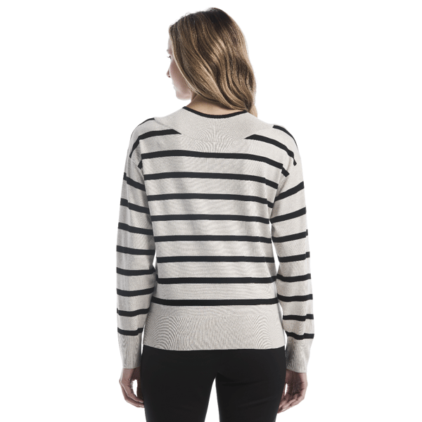 Womens Rafaella(R) Long Sleeve V-Neck Stripe Sweater alternate view