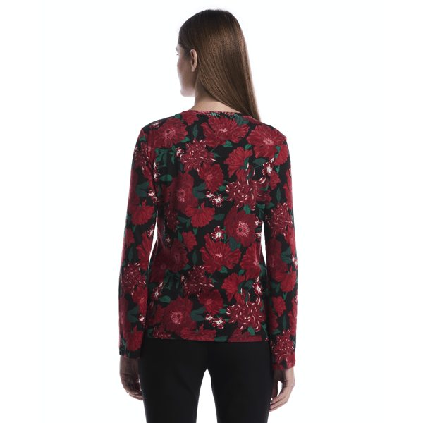 Womens Rafaella(R) Long Sleeve Embellished Neck Floral Blouse alternate view