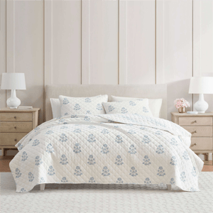 Martha Stewart Flower Block Print Quilt Set
