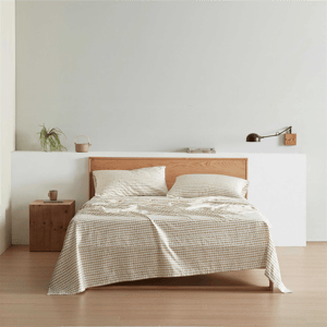 Marimekko Pikku Rasymatto Cotton Sheet Set - Medium Beige