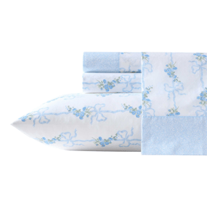 Laura Ashley(R) Floral Ribbon Percale Sheet Set