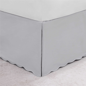 Stone Cottage Solid Scallop Grey Tailored Bed Skirt