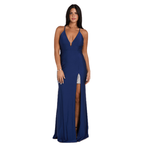 Juniors Morgan & Co. V-Neck Glamour A-Line Dress