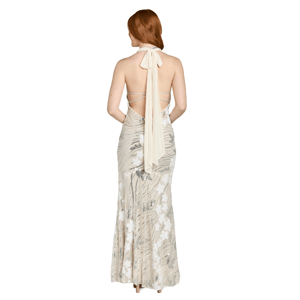 Juniors Morgan & Co. Floral Sequin Tie Back Halter Sheath Dress alternate view