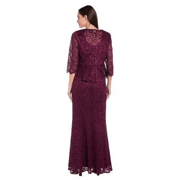 Womens R&M Richards Long Glitter Lace Jacket Dress alternate view