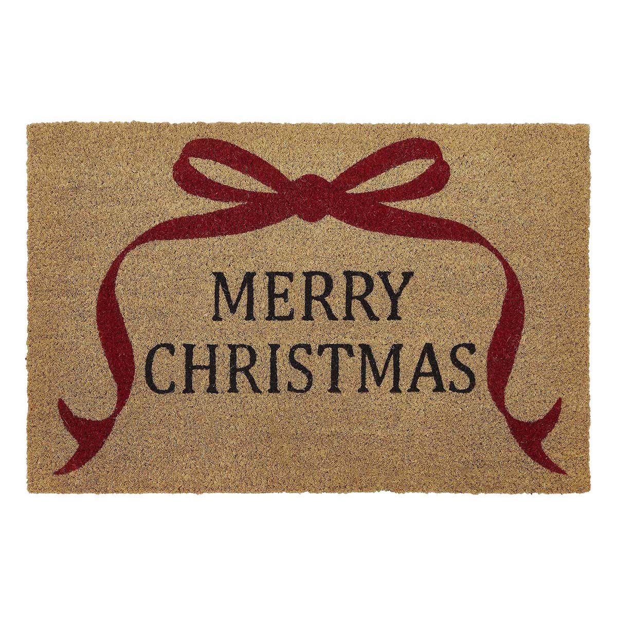Vcny Home Merry Christmas Bow Outdoor Coir Doormat, 18" x 30" - Multi