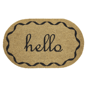 VCNY Home Hello Black Oval Coir Outdoor Doormat