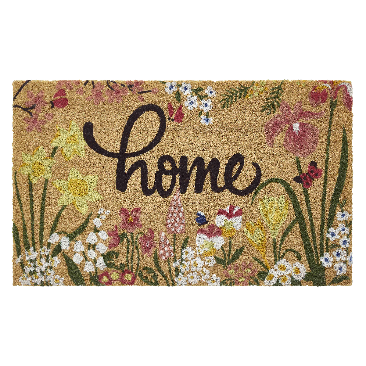 Vcny Home Home Floral Outdoor Coir Doormat, 18" x 30" - Multi