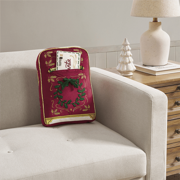 Hallmark Holiday Mailbox Shaped Decorative Pillow - 16 x 11