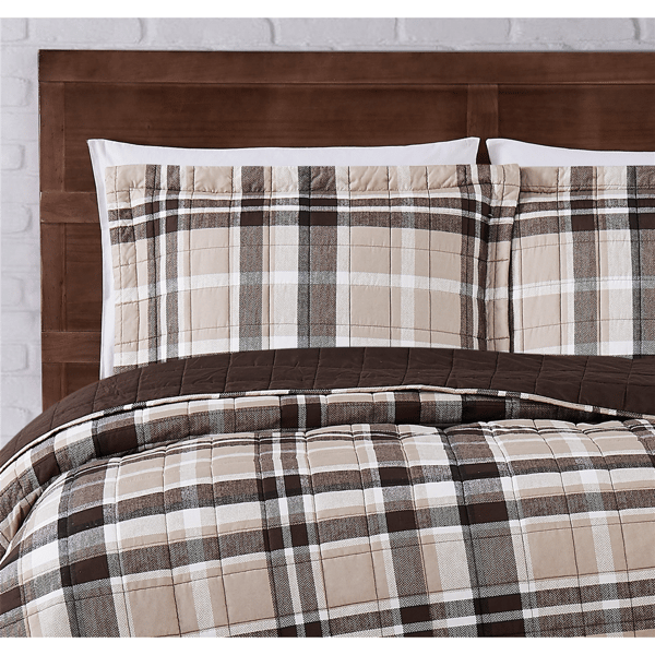 Truly Soft Paulette Plaid Taupe 3pc. Quilt Set alternate view