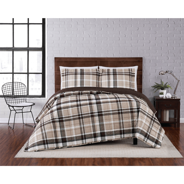 Truly Soft Paulette Plaid Taupe 3pc. Quilt Set