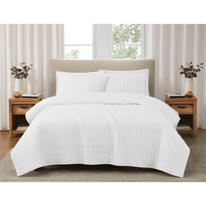 Brooklyn Loom Solid Cotton Percale 3pc. Quilt Set