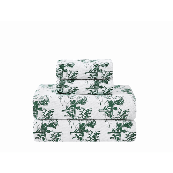Truly Soft Festive Cottage Toile Flannel Sheet Set