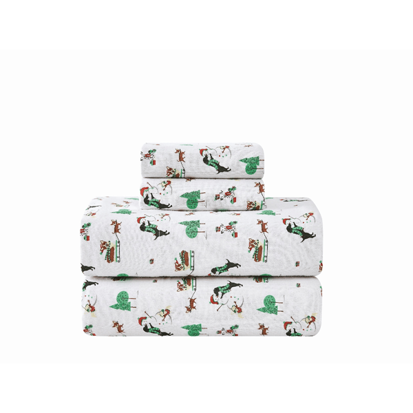 Truly Soft Holiday Dogs Flannel Sheet Set