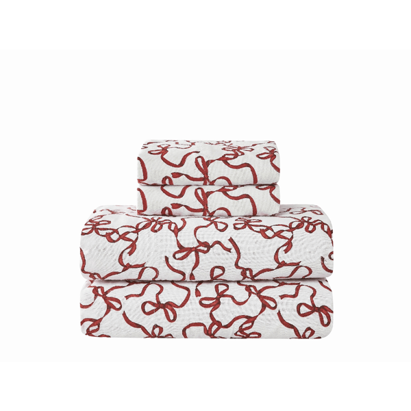 Truly Soft Ribbon and Bows Flannel Sheet Set