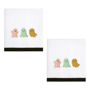 Avanti Ghost Pastel Halloween 2pk. Embroidered Hand Towels