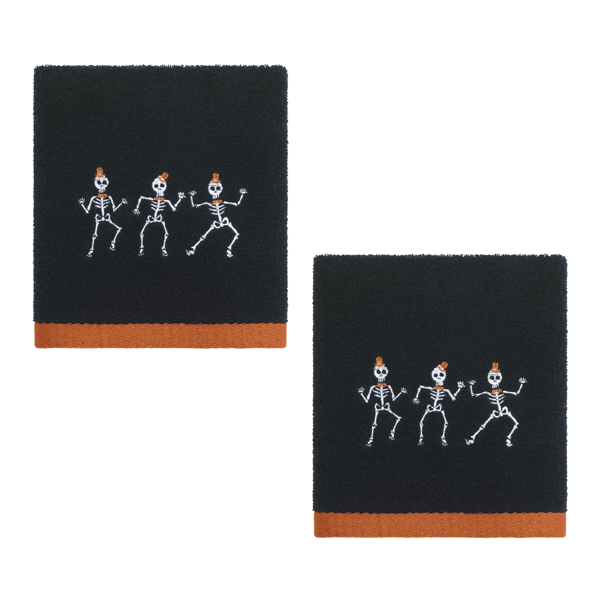 Avanti Skeletons Halloween 2pk. Embroidered Hand Towels