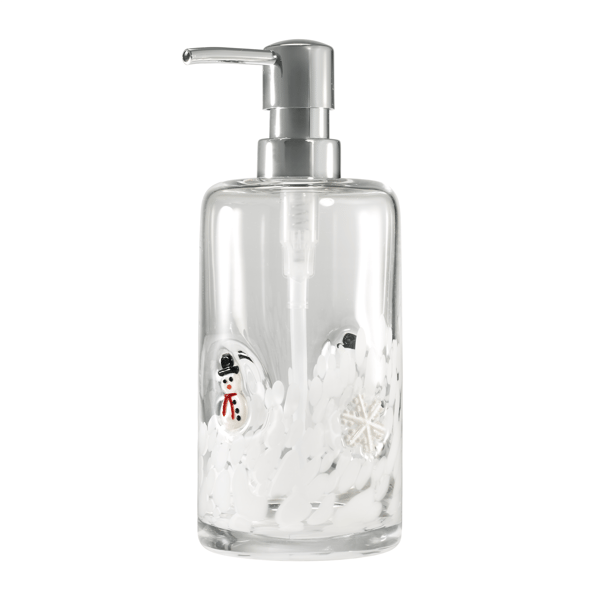 Avanti Snowmen & Flakes Glass Soap & Lotion Dispenser