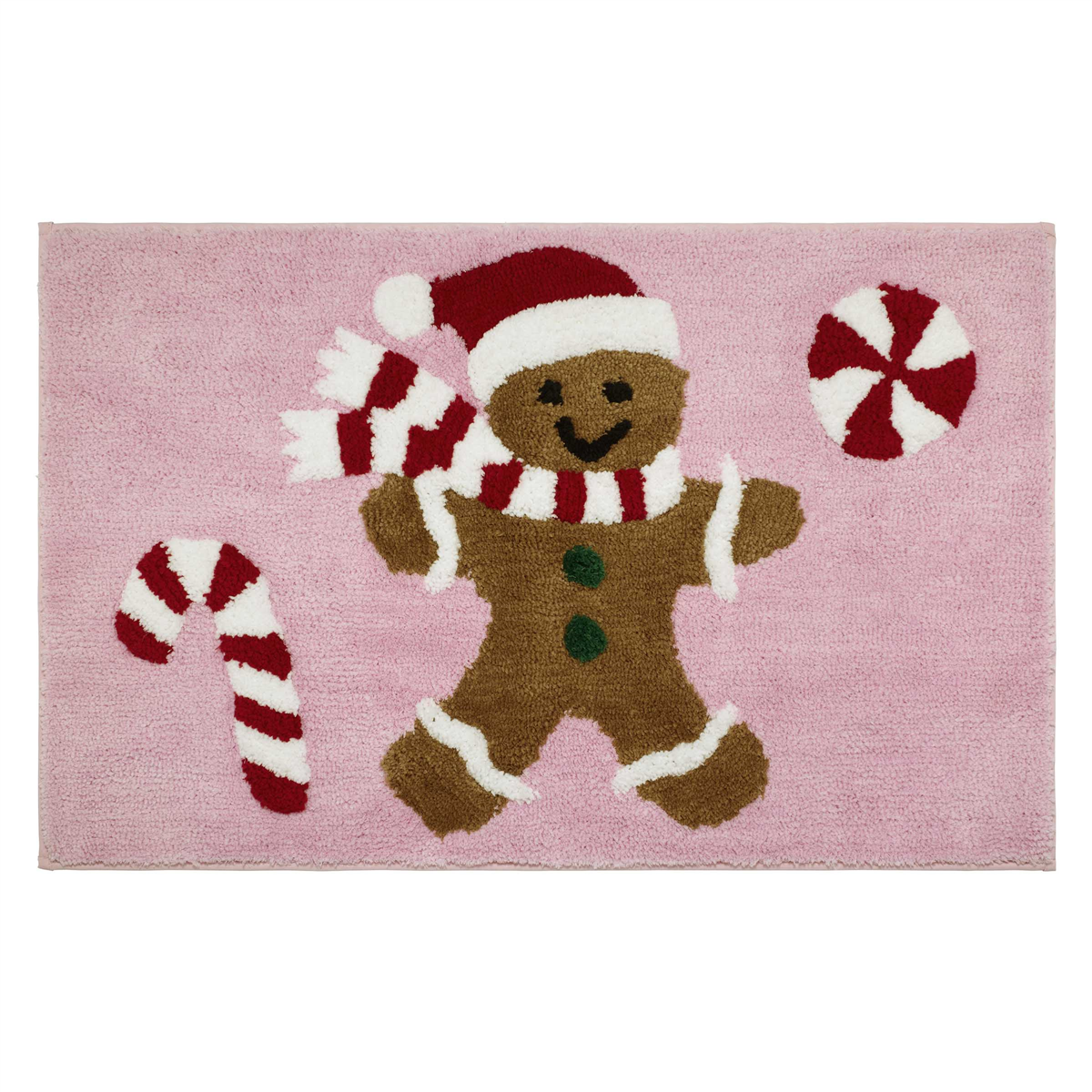 Avanti Gingerbread Man Polyester Bath Rug, 20" x 32" - Pink