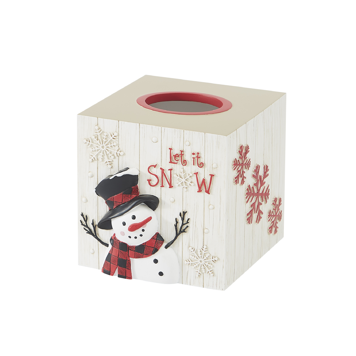Avanti Patchwork Plaid Tissue Box Cover, One Size, Beige