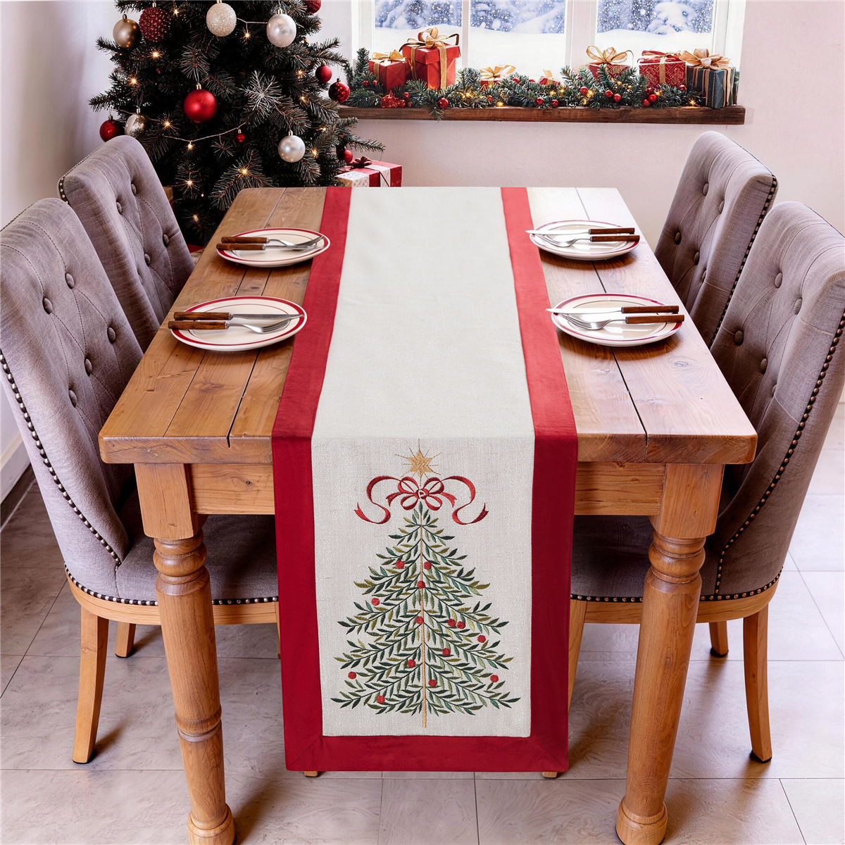 Avanti Modern Tree Table Runner, 14" x 72" - Multi