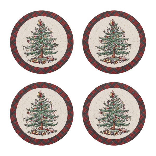 Spode(R) Christmas Tree Tartan Round Placemats - Set of 4
