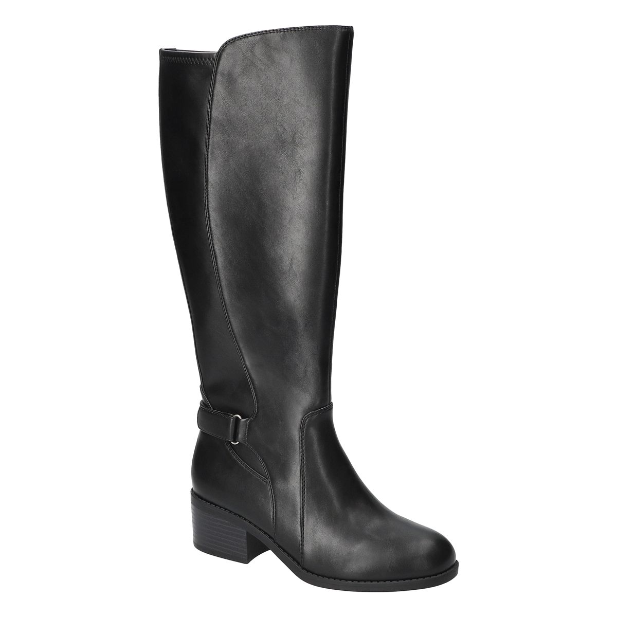 Easy Street Women's Hartley Plus Block Heel Tall Boots - Black Stretch