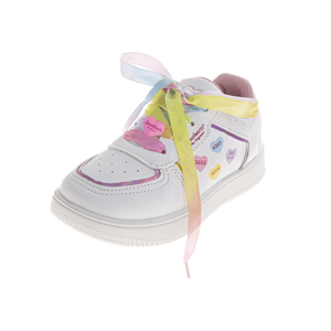 Toddler Girls Sweethearts Rainbow Laces & Heart Charms Sneakers