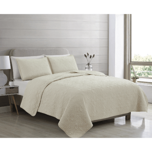 Patina Vie 3pc. Flavia Cotton Stitched Embroidered Quilt Set