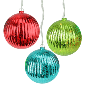 PENN 3pc. Multi-Color Mercury Glass Ball Christmas Ornaments