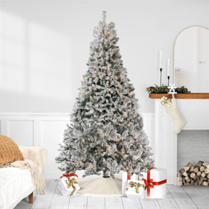 Northlight 6.5ft. Pre-Lit Flocked Pine Artificial Christmas Tree