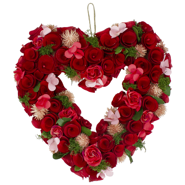 Northlight 10in. Red Wooden Rose Heart Valentine's Day Wreath