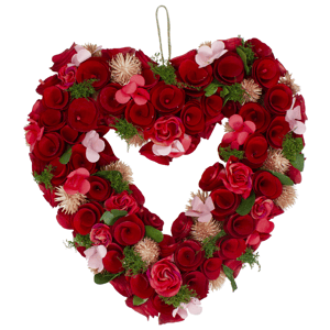 Northlight 10in. Red Wooden Rose Heart Valentine's Day Wreath