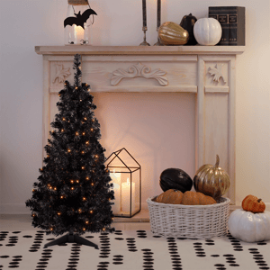 Northlight 4in. Pre-Lit Slim Artificial Tinsel Halloween Tree