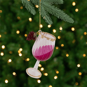 Northlight 4.25in. Glittered Red Wine Glass Christmas Ornament