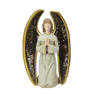 Roman 8in. Praying Angel with Mosaic Wings Figurine