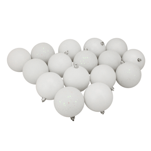 Northlight 16ct. Winter White 4-Finish Christmas Ball Ornaments