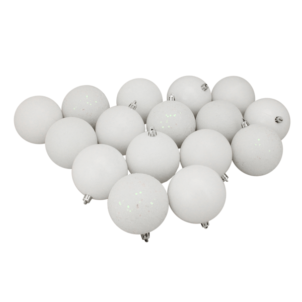 Northlight 16ct. Winter White 4-Finish Christmas Ball Ornaments