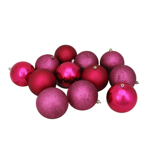 Northlight 12ct 4-Finish Shatterproof Christmas Ball Ornaments