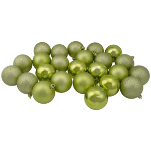 Northlight 24ct. Kiwi Green 4-Finish Christmas Ball Ornaments