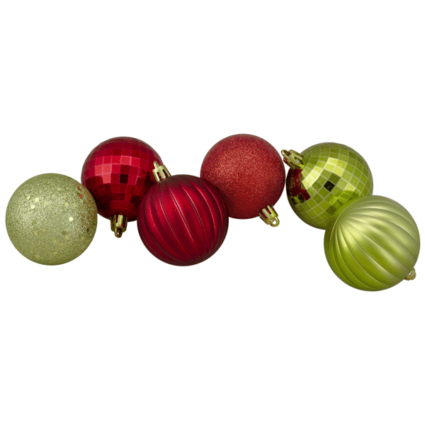 Northlight 100ct. Red & Green 3-Finish Christmas Ball Ornaments