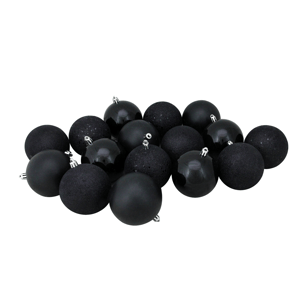 Northlight 16ct. Jet Black 4-Finish Christmas Ball Ornaments