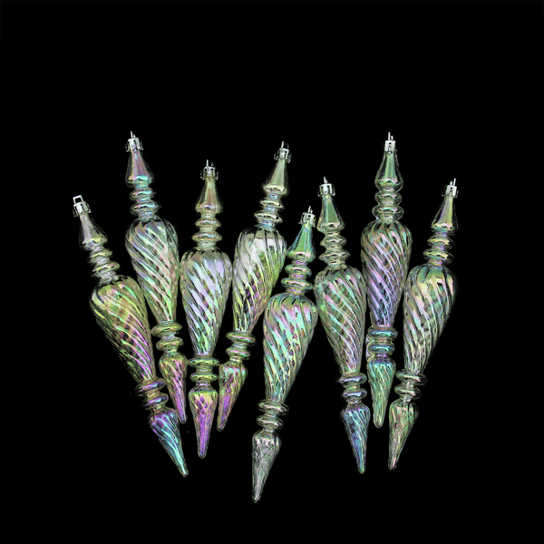 Northlight 8ct. Spiral Iridescent Christmas Finial Ornaments