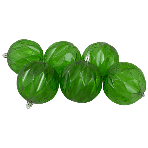 Northlight 6ct Green Rhombus Transparent Christmas Ball Ornaments