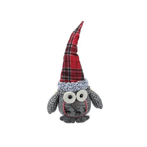 Northlight Plush Owl with Plaid Hat Christmas Figure