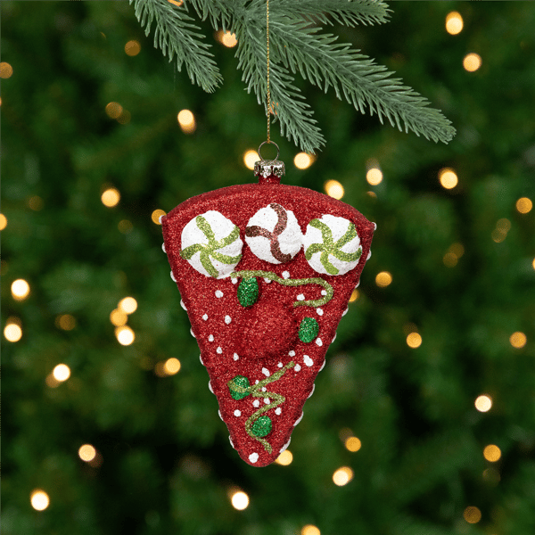 Northlight Glittered Strawberry Cake Slice Christmas Ornament