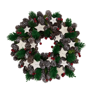 Northlight Pinecone & Berries with Stars Christmas Wreath
